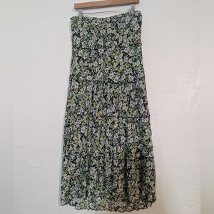 Cato Women's Green Floral Flowy Maxi Skirt Casual Garden Spring Easter Cottage L